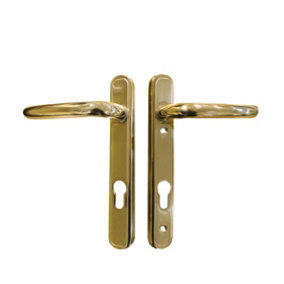 G-U Lever/Lever Inline Door Handle - Polished Gold - Suitable for uPVC and composite exterior doors - 118402
