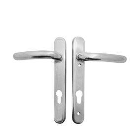 G-U Lever/Lever Inline Door Handle - Polished Silver - Suitable for uPVC and composite exterior doors - 118401
