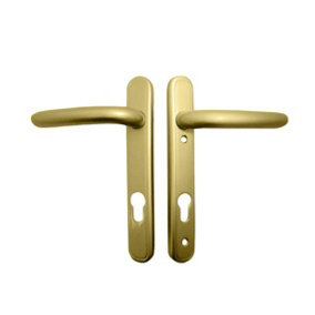 G-U Lever/Lever Inline Door Handle - Satin Gold - Suitable for uPVC and composite exterior doors - 118403