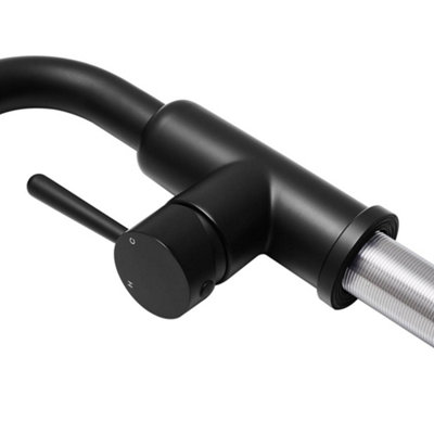 G1/2 Pull-out Sprayer Retractable Kitchen Faucet with 4 Modes in Black