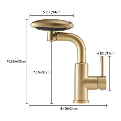G1/2 Pull-out Sprayer Retractable Kitchen Faucet with 4 Modes in Gold