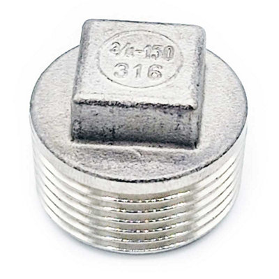 G3/4 BSP Male Square Head Plug 316 Stainless Steel