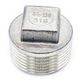 G3/4 BSP Male Square Head Plug 316 Stainless Steel