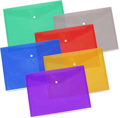 G4GADGET Pack of 5 A5 Plastic Document Wallets with Popper Assorted ...