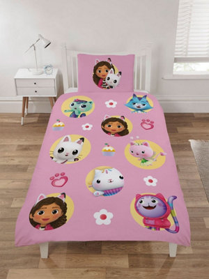 Gabbys Dollhouse & Friends Single Duvet Cover and Pillowcase Set