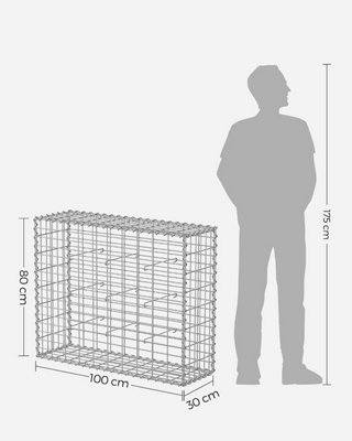 Gabion Stone Wire dia 4 mm Mesh size 10 x 5cm Galvanized 100 x 80 x 30cm GGB183 - 8