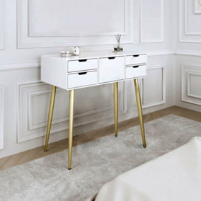 Gabriella Dressing Table-White/Gold