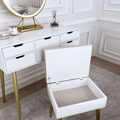 Gabriella White Dressing Table with Touch Sensor LED Mirror