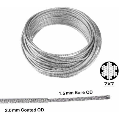 Gabrielle 30M/2Mm Stainless Steel Wire Rope Set With Heavy Duty M5 Wire ...