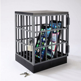 Gadget Prison - Mobile Phone Jail Box with Padlock & Keys - Perfect for Parties, Dinners, Classrooms, Technology Breaks