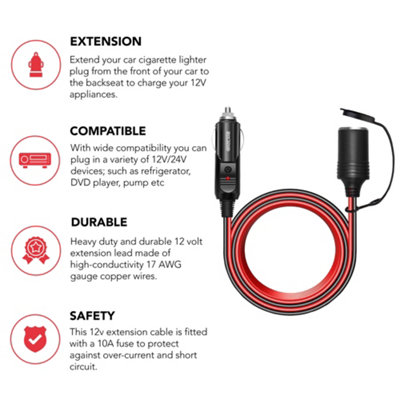GADLANE 12V Extension Cable 3.6m - 3
