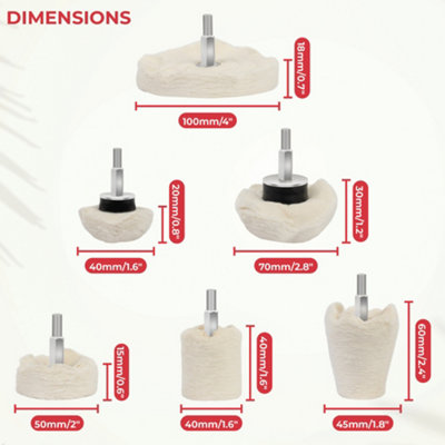 GADLANE Buffing Wheel Pads - 6Pcs - 7