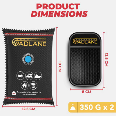 GADLANE Car Dehumidifier 350G +Anti-Slip Mat (2 Pack)