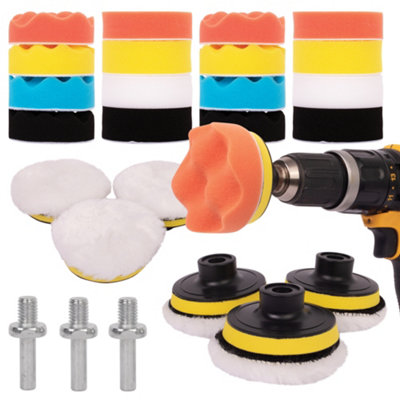 Car Foam Drill Polishing Pad Kit 1/2/3 inch Buffing Pads Sponge Set Sponge  Drill Power Tool Headlight Wheel Polisher