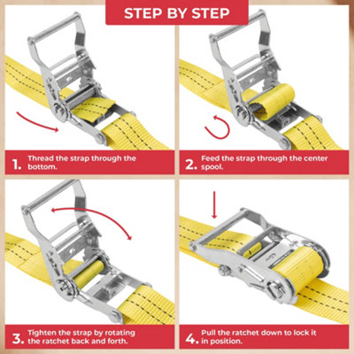 GADLANE Heavy Duty Ratchet Straps 2000Kg 6M - 4 Pack