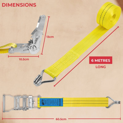 GADLANE Heavy Duty Ratchet Straps 2000Kg 6M - 4 Pack