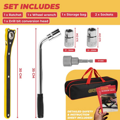 GADLANE Scissor Jack Kit 3 Ton + Drill Bit