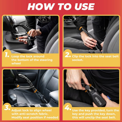 GADLANE Steering Wheel To Seat Belt Lock - Black - 5