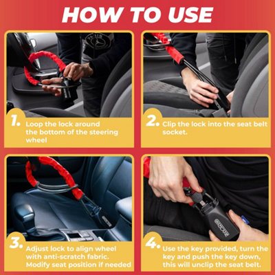 GADLANE Steering Wheel To Seat Belt Lock - Red - 3