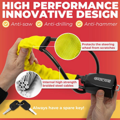 GADLANE Steering Wheel To Seat Belt Lock - Yellow