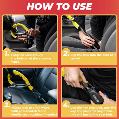 GADLANE Steering Wheel To Seat Belt Lock - Yellow - 7