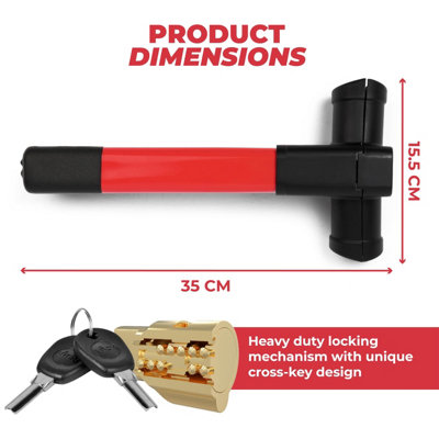 GADLANE T-Bar Steering Wheel Lock - Red - 6