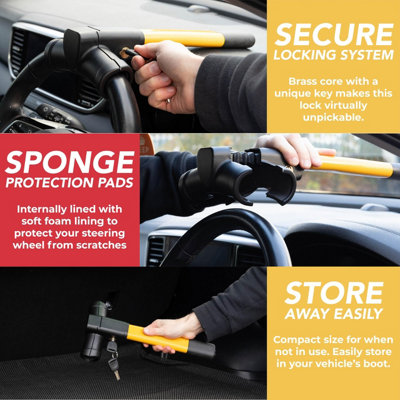 GADLANE T-Bar Steering Wheel Lock - Yellow - 5