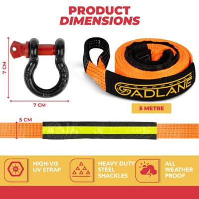 GADLANE Tow Rope 5M X 5Cm, 10 Ton - Orange