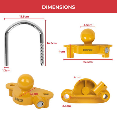 GADLANE Trailer Hitch Lock - 2 Keys - 6