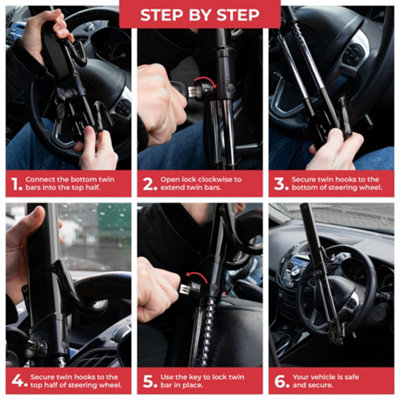 GADLANE Twin Bar Steering Wheel Lock - Black - 6