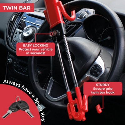 GADLANE Twin Bar Steering Wheel Lock - Red - 3