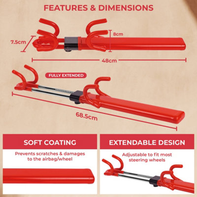 GADLANE Twin Bar Steering Wheel Lock - Red - 4