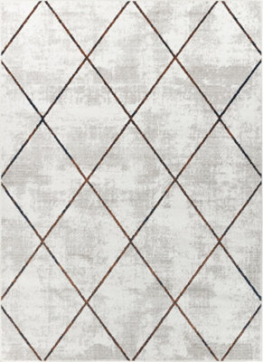 GAIA Scandi Geometric White/Orange Area Rug 120 x 170 cm