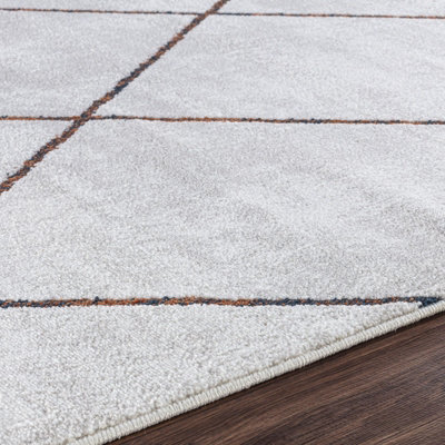 GAIA Scandi Geometric White/Orange Area Rug 120 x 170 cm