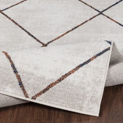 GAIA Scandi Geometric White/Orange Area Rug 120 x 170 cm