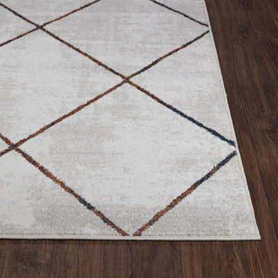 GAIA Scandi Geometric White/Orange Area Rug 120 x 170 cm