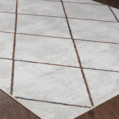 GAIA Scandi Geometric White/Orange Area Rug 120 x 170 cm