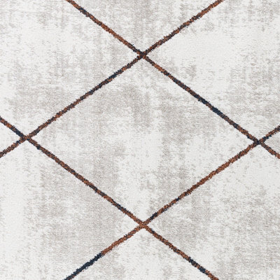 GAIA Scandi Geometric White/Orange Area Rug 120 x 170 cm