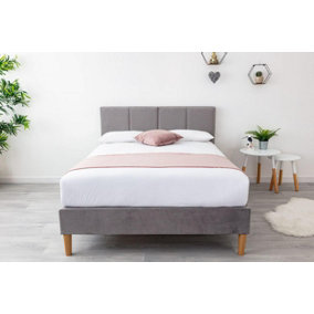 Gailey Grey Plush Velvet Bed - Double 4ft6