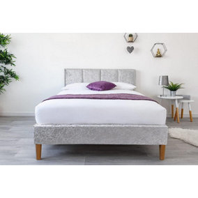 Gailey Silver Crushed Velvet Bed - Double 4ft6