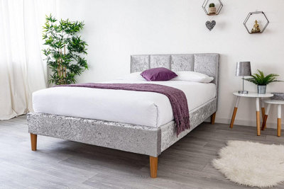 Gailey Silver Crushed Velvet Bed - Double 4ft6