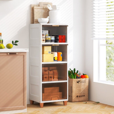 GAINOOM 148L White Storage Bins 4-Tier Stackable Storage Containers ...