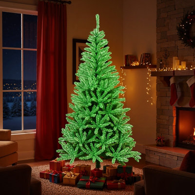 GAINOOM 180 CM Glow-in-the-dark Artificial Christmas Tree Hinged Xmas ...