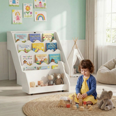 GAINOOM 2-In-1 Kids' Bookshelf & Toy Storage Organizer White Cute ...
