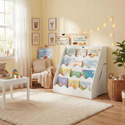 GAINOOM 2-In-1 Kids' Bookshelf & Toy Storage Organizer White Cute ...
