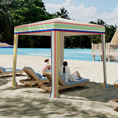 GAINOOM 200 x 200 cm Colorful Beach Cabana Easy Setup Foldable Sun Shelter