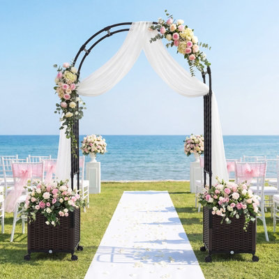 GAINOOM 200cm Garden Arch Trellis w/2 Planter Boxes Outdoor Arbor ...