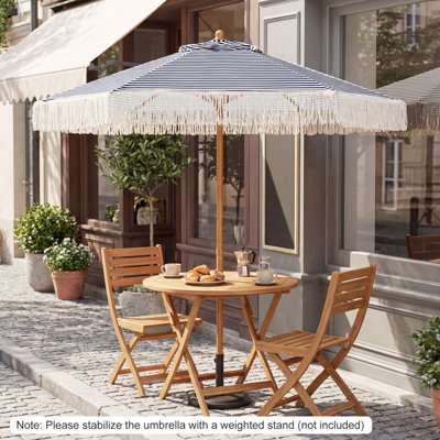 GAINOOM 200cm Patio Umbrella Outdoor Tassel Umbrella Boho Market