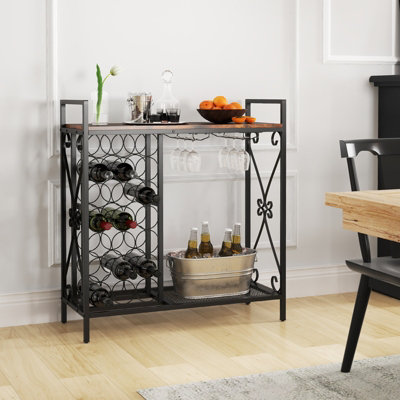 GAINOOM 21 Bottle Brown Wine Rack Freestanding Floor Wine Bottle Organizer