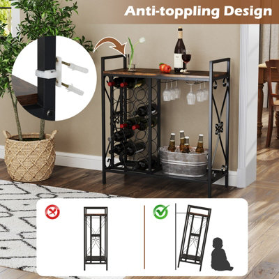 GAINOOM 21 Bottle Brown Wine Rack Freestanding Floor Wine Bottle Organizer